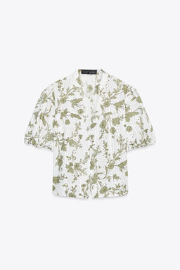 PRINTED TOP WITH CUTWORK EMBROIDERY - Zara фото 5