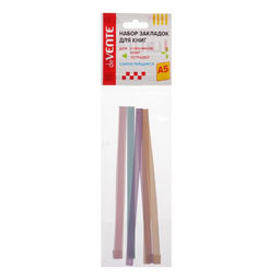 Цена за 5 шт. Закладки-ляссе с клеевым краем для формата А5, deVENTE. Pastel, самоклеящихся для книг формата A5, 4 тонких ленты 6 x 290 мм, двусторонняя плотная лента, в пластиковом пакете