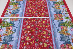 Рогожка Веселый праздник цв.красная малина, ш.1.5м, хлопок-100%, 160гр/м.кв - Купава фото 2