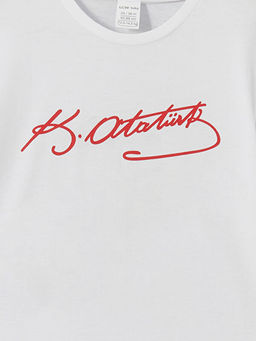 Bisiklet Yaka Atat?rk ?mza Bask?l? K?z Bebek Ti??rt