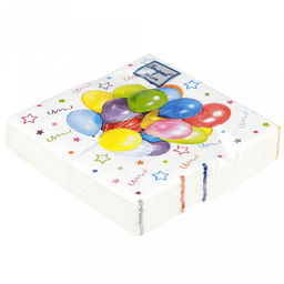 Салфетки бумажные "Bouquet de Luxe" 24х24см, 3-х слойные, 25 штук в упаковке, 100% целлюлоза, "Веселый праздник" (Россия)