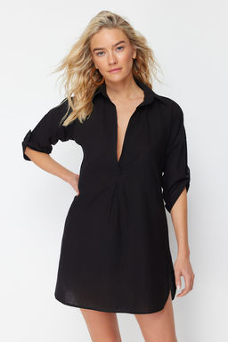 TRENDYOLMILLA Beyaz Dokuma Flaml? Pamuk Mini Plaj Elbisesi TBESS21EL3979 фото 14