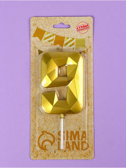 Свеча в торт на шпажке «Грань», цифра 9, золотая, 9 см, ГИГАНТ