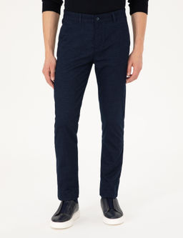 Lacivert Slim Fit Kanvas Pantolon
