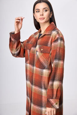 Пальто ANELLI 935 красная клетка  фото 2