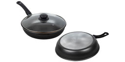 Сковорода 260мм, 1 ручка, стеклянная крышка, антипригарное покрытие, Атлас - Калитва фото 2