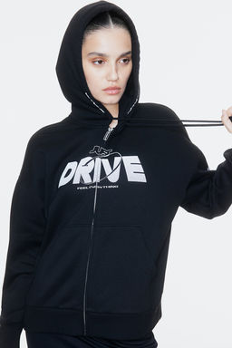 Chaqueta sudadera oversize con capucha y motivo