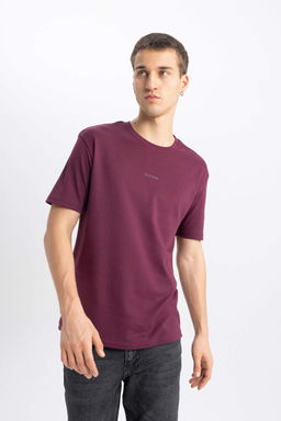 Футболка из плотной ткани с короткими рукавами и круглым вырезом обычного кроя с принтом - Defacto фото 4