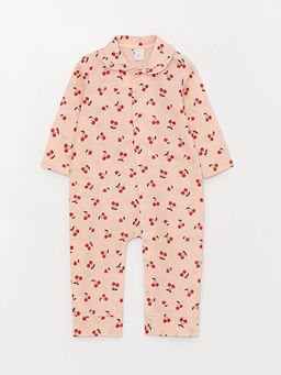 Bebe Yaka Uzun Kollu Desenli K?z Bebek Tulum