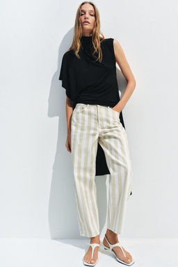 JEANS ZW COLLETION TAPERED TIRO MEDIO RAYAS / Crudo medio - Zara фото 8