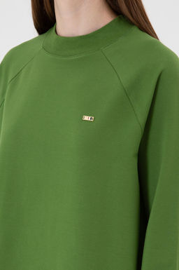 Kad_n Ye_il Regular Bisiklet Yaka Basic Sweatsh_rt