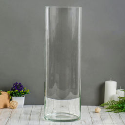 Ваза Трубка 200, d=19 см h=60 см, стекло, прозрачная