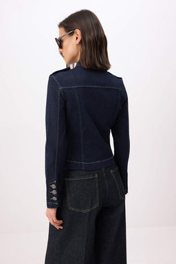 Koyu Mavi Dugme Detayl? Blazer Denim Ceket TWOSS26CE00049 - Trendyolmilla фото 4