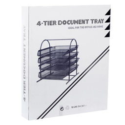 Лоток для бумаг горизонтальный, металлическая сетка, 4 отделения, серый