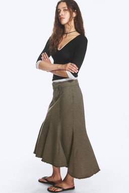 Falda midi de algod?n desflecada - H&m фото 4