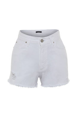 TRENDYOLMILLA Beyaz Y?rt?kl? Normal Bel Denim Sort TWOSS23SR00154 фото 6