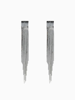 Серьги висячие «Голливуд» блеск нитей, цвет серебро, 14.5 см