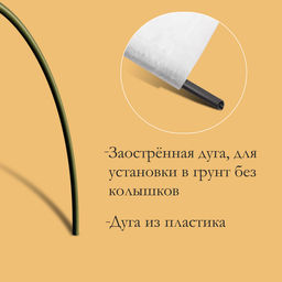 Парник прошитый, длина 6 м, 7 дуг из пластика, дуга L=2.4 м, d=16 мм, спанбонд 35 г/м², «уДачный»