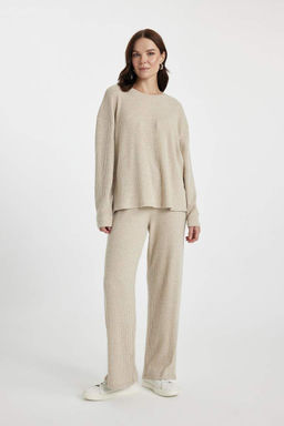 Прямые брюки на бретельках в рубчик Flayer Fit - Defacto фото 3