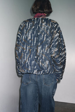 BEADED DENIM-EFFECT QUILTED KIMONO - Zara фото 6