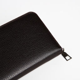 Портмоне мужское на молнии, отдел для купюр, для карт, для монет, тёмно-коричневое