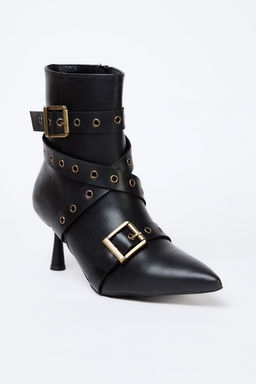 Trendyolmilla Shoes Siyah Kusgozu ve Antik Toka Detayl? Ince Topuklu Kad?n Bot TAKAW25BO00015  фото 4
