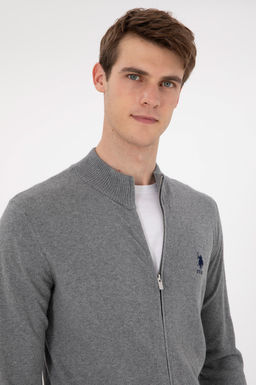 Мужской серый меланжевый базовый трикотажный кардиган Неожиданная скидка в корзине - U.s. polo assn фото 2