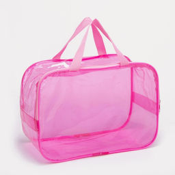 Косметичка-сумка на молнии для бассейна, большая, с ручками, прозрачная/розовый - Simaland фото 2