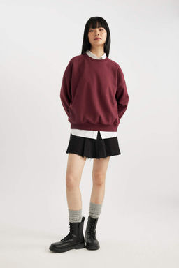 Толстовка из плотной ткани Cool Oversize с круглым вырезом - Defacto фото 3