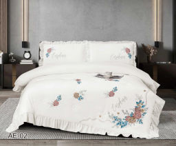 КПБ EFOR COTTONI с вышивкой "цветная роза" (AE-02), евро