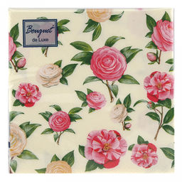 Салфетки бумажные Bouquet de Luxe 24х24см, 3-х слойные, 25 штук в упаковке, 100% целлюлоза, Нежные розы (Россия)  фото 2