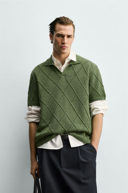 OPENWORK TEXTURED KNIT POLO SHIRT - Zara фото 10