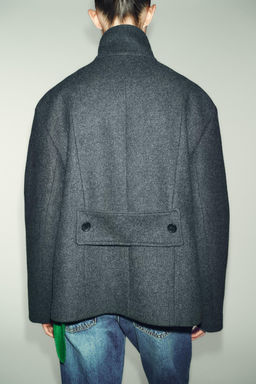 CROPPED WOOL COAT WITH HIGH NECK - Zara фото 6
