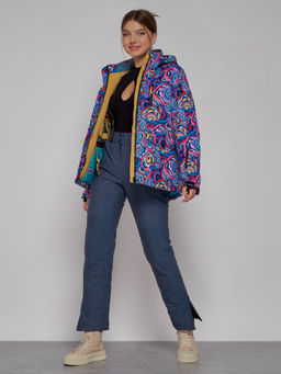 Горнолыжная куртка женская зимняя синего цвета 2302-2S - Mtforce фото 6