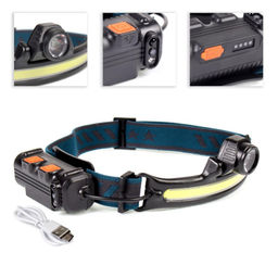 Фонарь налобный спортивный COMIRON OHEAD FLOODLIGHT ABS, IPX5 свет COB 400lm аккум 18650 3.7V 2000 mAh USB Type-C индикатор /уп /50/100/