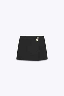 FALDA PANTAL?N ASIM?TRICA APLIQUE / Negro - Zara фото 4