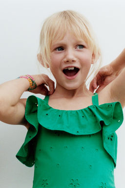 VESTIDO BORDADO SCHIFFLY VOLANTES / Verde - Zara фото 2
