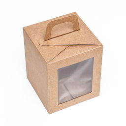 Цена за 2 шт. Коробка для десерта, упаковка кондитерская, крафт, с окном, 15×15×18 см