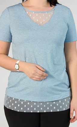 Блуза из мягкого вискозного трикотажа с эффектной отделкой из сетки - Ckc collections фото 3