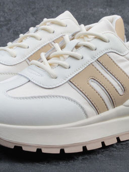 03-WG040-2M MILK/BEIGE Кроссовки демисезонные женские (натуральная кожа) - Фабричный китай фото 5