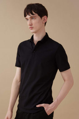 Slim Fit Dar Kesim K?sa Kollu Basic Duz Polo Tisort - Defacto фото 7