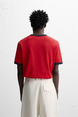 T-SHIRT WITH CONTRASTING RIBBED TRIMS - Zara фото 11