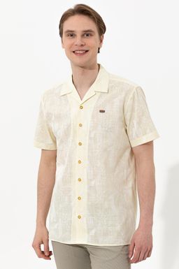 U. S. Polo Assn Мужская светло-желтая рубашка с коротким рукавом