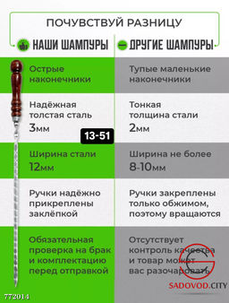 Набор шампуров с деревянной ручкой