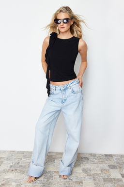 Trendyolmilla Yag Yesili Gul Aksesuar Detayl? F?rf?rl? Esnek Regular Orme Bluz TWOSS24BZ00200 фото 3