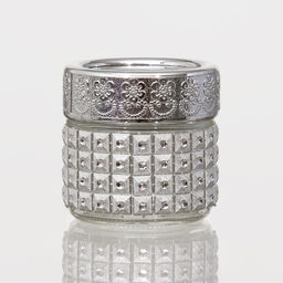 Банка для хранения сыпучих Сильвер, 100 мл, 5.75.5 см, с пластиковой крышкой, стекло, серебряная