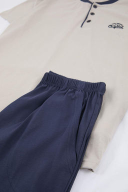 Gri Regular Dugmeli Yaka Orme Pijama Tak?m? TMNSS26PT00033