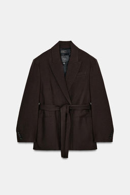 ZW COLLECTION LIMITED EDITION 100% WOOL BELTED BLAZER - Zara фото 14