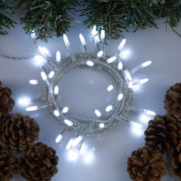 Гирлянда Нить 5 м с насадками Игла, IP20, прозрачная нить, 50 LED, свечение белое, 8 режимов, 220 В