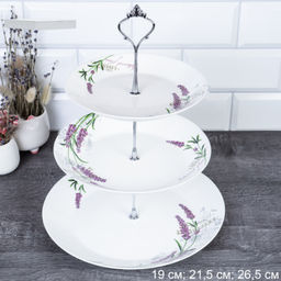 Ваза для сервировки 3-х ярусная / FLMLQP75/85/105 (18142-1) /уп 12/ Лаванда